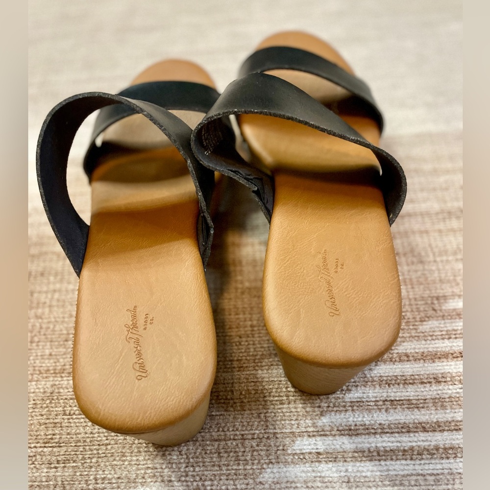 Universal Thread Black Leather Platform Sandals | Size 11 | Retro | Clog | GUC - Picture 5 of 15